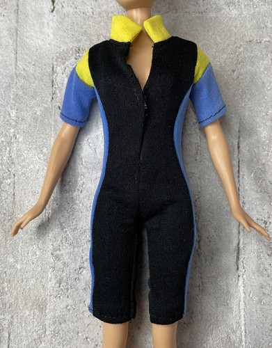 Barbie Size Clone Wetsuit, Black, Blue Yellow, Swimwear #T37, No Doll