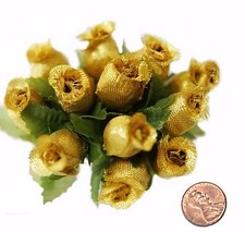 144 Miniature Poly Rose Silk Favor Flower Pick Wedding Shower - Gold