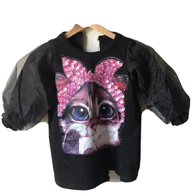 Black fleece sequin cat baby dress ugly Christmas sweater novelty 18-24 months