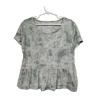 Wonder Nation Girls Green Peplum Top Short Sleeve Medium 7-8