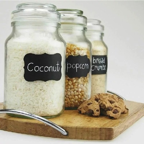 200 Chalk Labels Blackboard Chalkboard Label Pantry Jam Jar Sticker (W/O Pen) - Picture 2 of 9