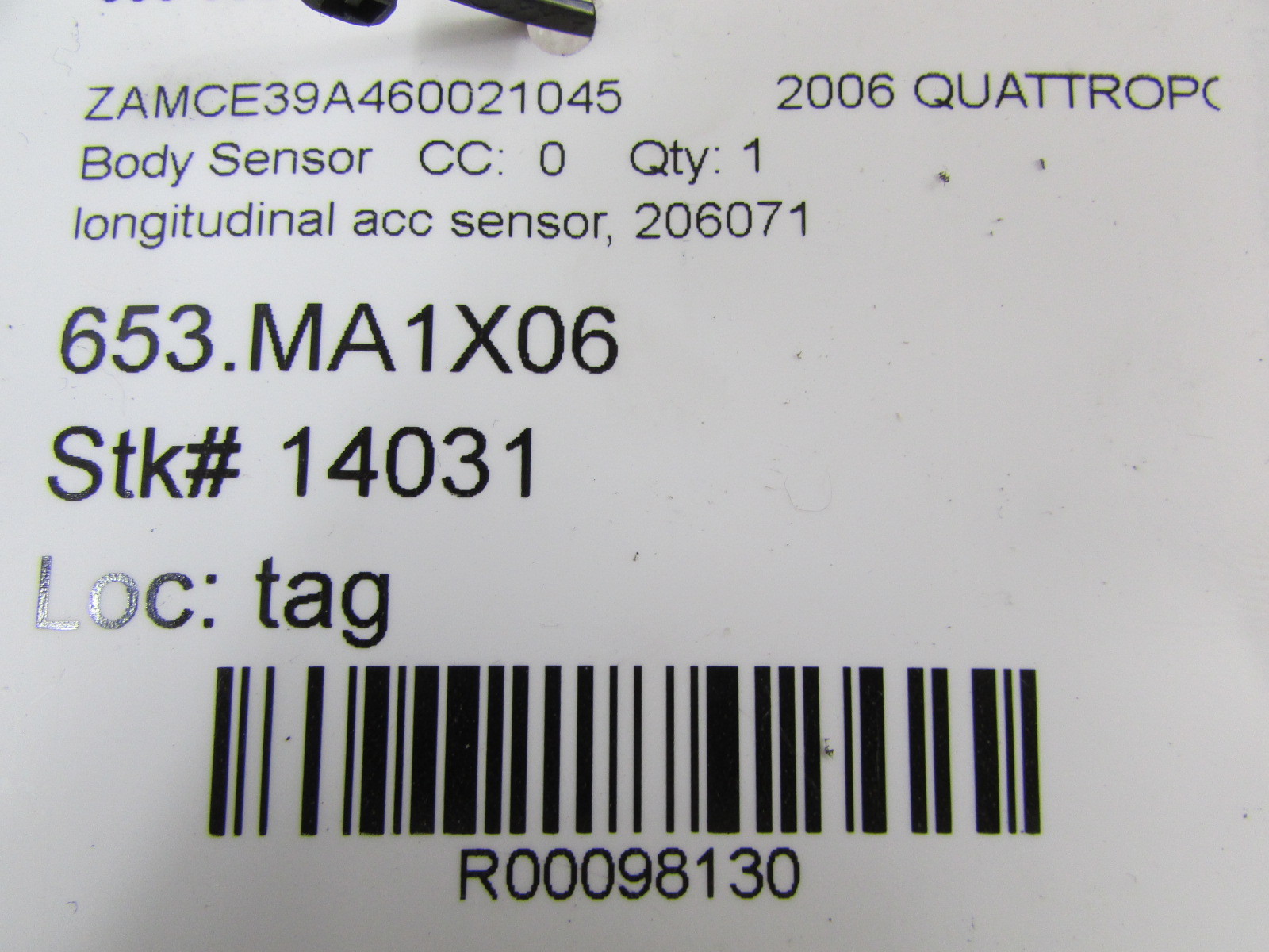 Maserati Quattroporte, Longitudinal Accelerator Sensor, Used, P/N 206071