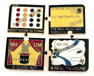 Vintage Odyssey of the Mind Massachusetts 4 Piece Puzzle Lapel Pin OM OotM