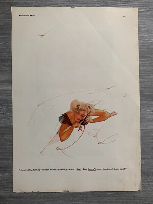 1936 Nov ESQUIRE MAGAZINE Petty Girl Pin-Up Page (6.0) How Silly Darling Wealth