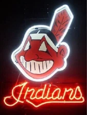 Cleveland Indians Chief Wahoo 20"x16" Neon Sign Light Lamp Display Wall Decor