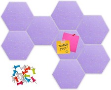 MISIXILE Felt Pin Board Hexagon Tiles Bulletin 22 x 19 cm, Puple