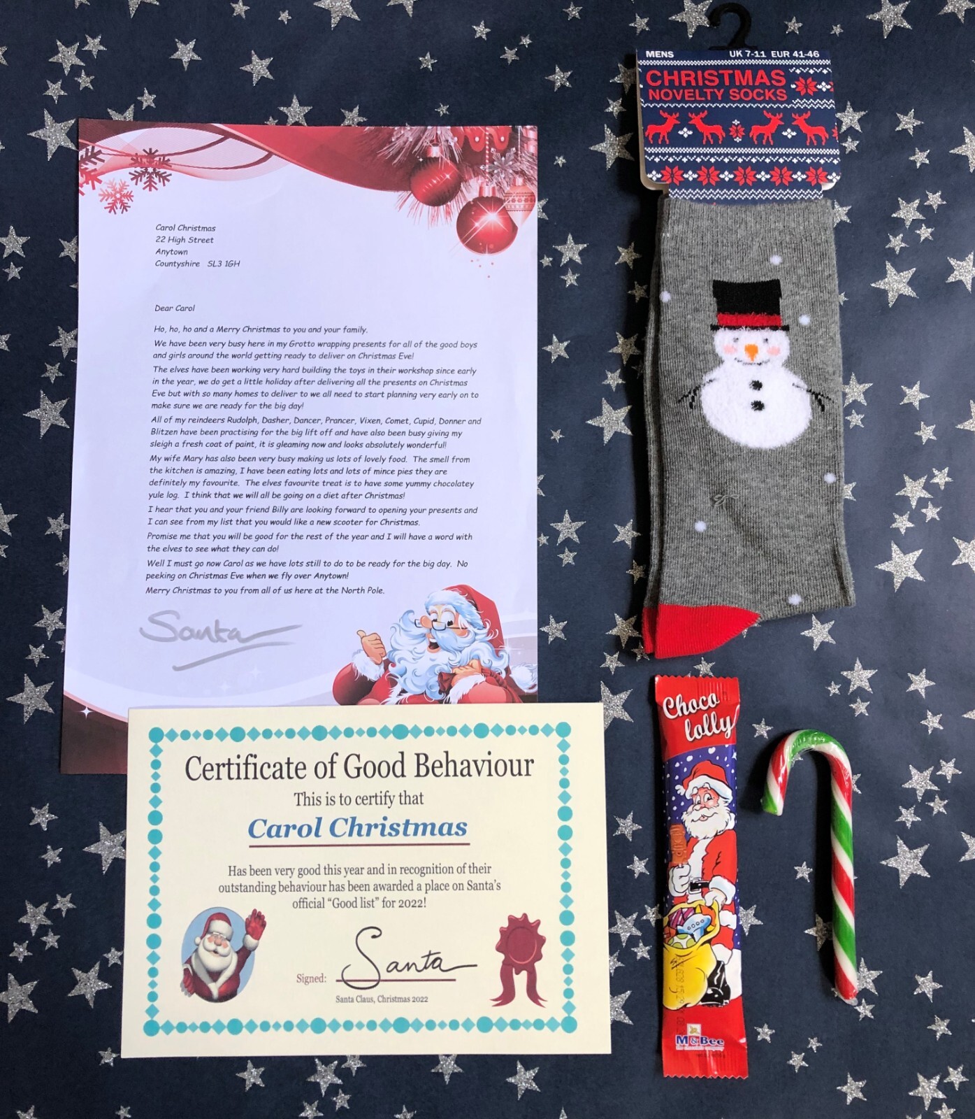 SAOLA LETTERA DI BABBO NATALE ADULTO PERSONALIZZATA ? Calze Babbo Natale ⛄️Buon Certificato