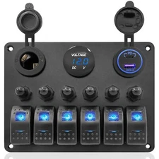 12V LED 6 Gang On/Off Rocker Switch Panel Car Truck Boat Marine Inline Fuse Box