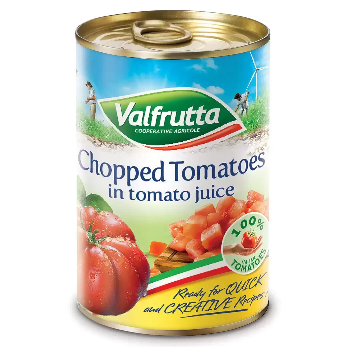 Valfrutta Chopped Tomatoes in Tomato Juice Red Rich Italian Tin