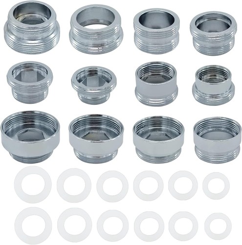 12 Pieces Faucet Adapter Kit Kitchen Aerator Male To Silver