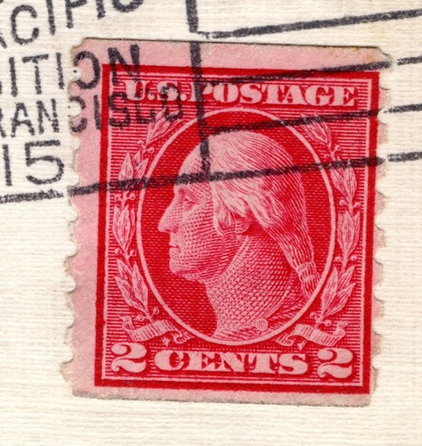 #413 Washington 2c Coil 1914 mit Seattle WA Panama Pacific Exposition CCL to SD - Bild 2 von 3