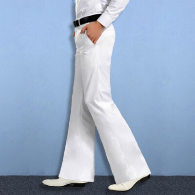 Mens Wide Leg Dress Pants Boot Cut Flared Smart Formal Business Trousers Dance