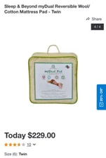 Sleep & Beyond My Dual Pad 100% Reversible Mattress Pad New Twin