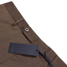 Zanella NWT Dress Pants Size 32 US Noah In Solid Brown Wool Blend