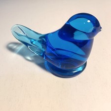 LEO WARD Bluebird of Happiness Art Glass Bird Figurine Signed Vintage 1990