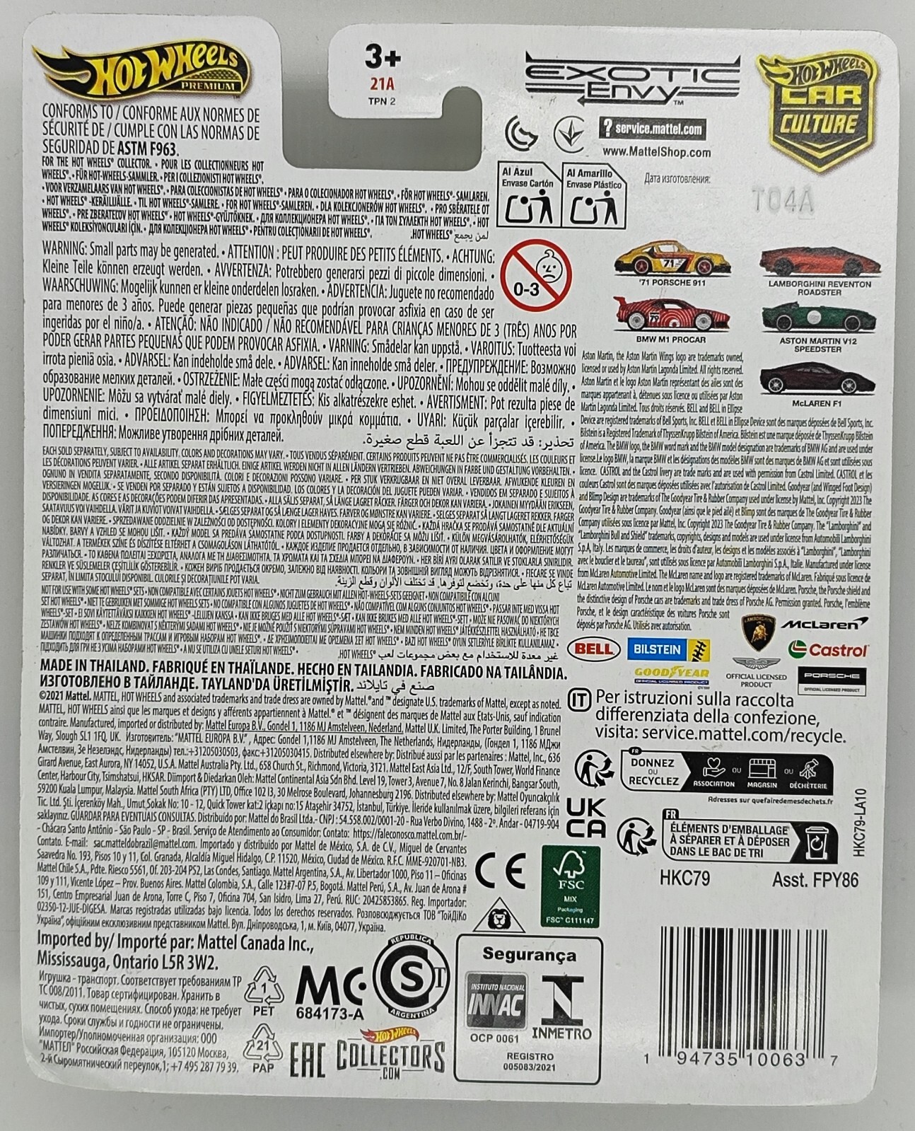 Hot Wheels HKC79 Premium HW Car Culture Exotic Envy BMW M1 Procar New ...