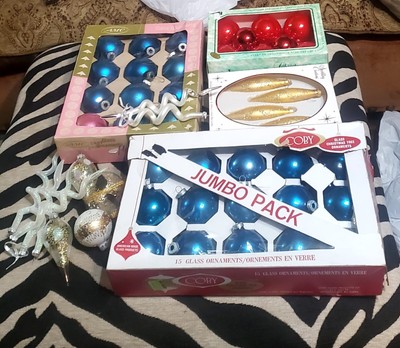 vtg Glass  xmas ornaments Lot Krebs, AMC,Coby,Sparkling Creations ' 50 Ornaments