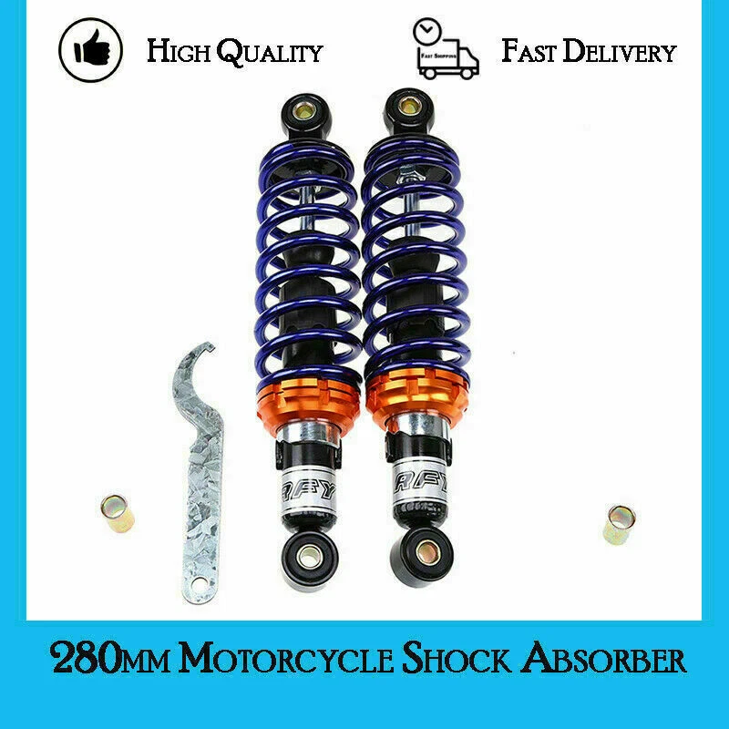 Par de Amortiguadores Traseros 280mm 11" Moto Universal Honda BMW Yamaha Foto 2 de 4