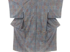 7268592: JAPANESE KIMONO / VINTAGE KIMONO / SILK / DORO OSHIMA TSUMUGI / WOVEN F