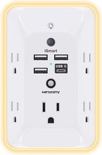 5 Outlet Extender Surge Protector Multi Plug Wall Adapter USB Charger Ports NEW
