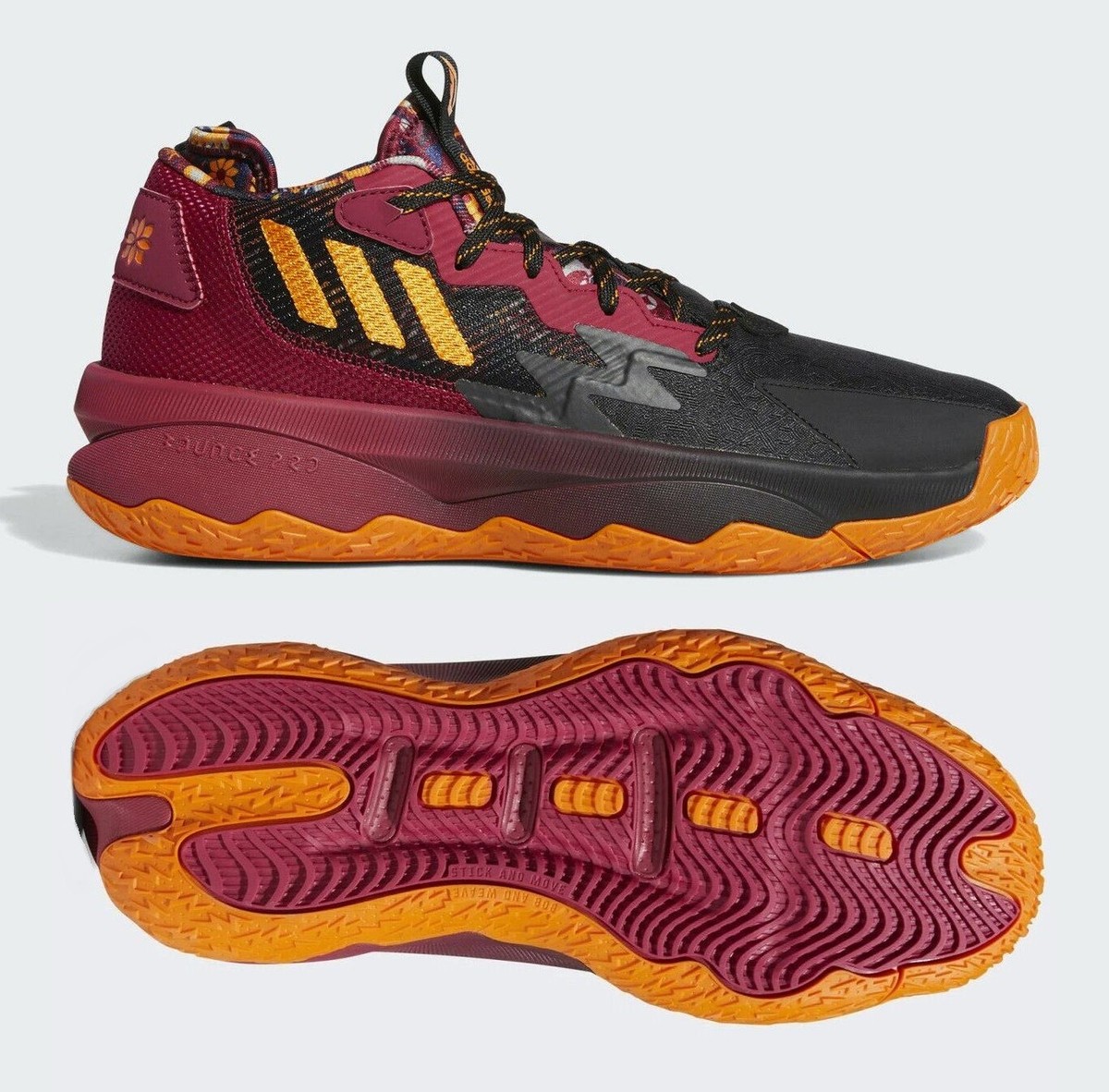 NEW Adidas Dame 8 CNY Men Shoes, Black/Orange/Multicolor, GW1816