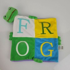 Baby Connection Frog Baby Security Blanket 10" Sq, Double Fleece Stitched Letter