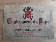 wine label chateauneuf du pape cuvée du vatican 1964 wine label 75cl