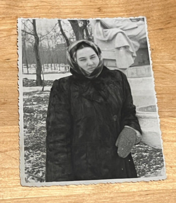 1960s Girl in a headscarf Winter Snow Portrait Vintage photo Soviet photo