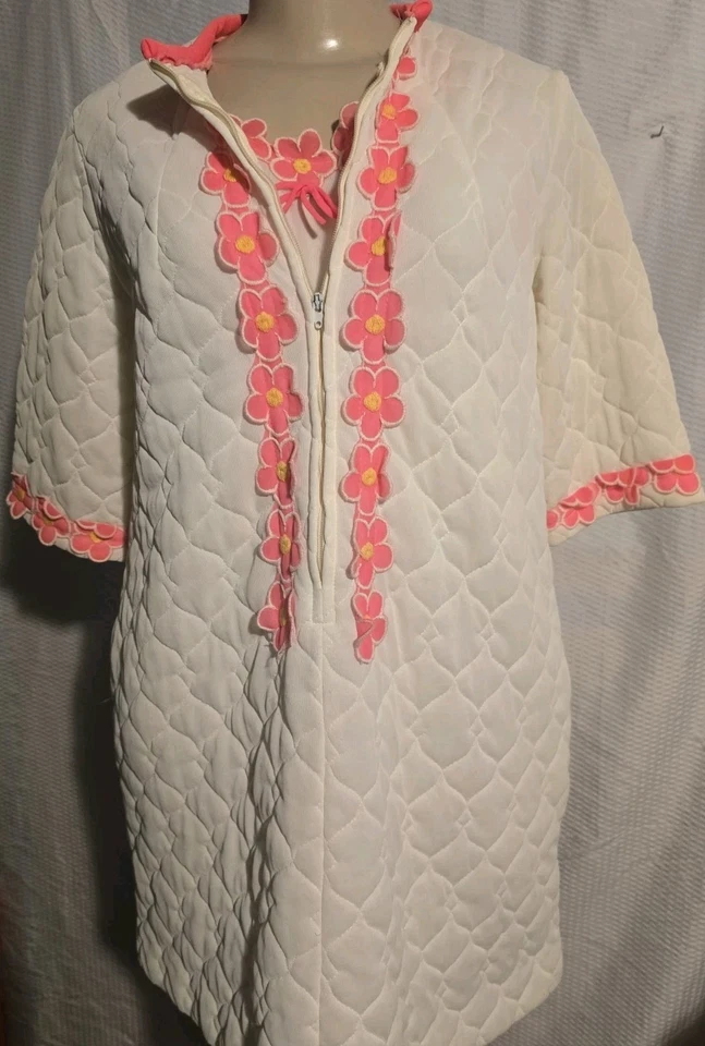 Vtg 70s Mod Hippie Lingerie Peignoir Chiffon Nightgown + quilted Robe Set S/M - Image 2 of 4