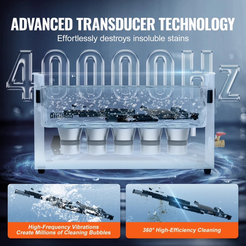 Uimoso 10L Ultrasonic Gun Cleaner 300W Ultra Sonic Cleaner Timer Heater Basket - Image 3 of 4