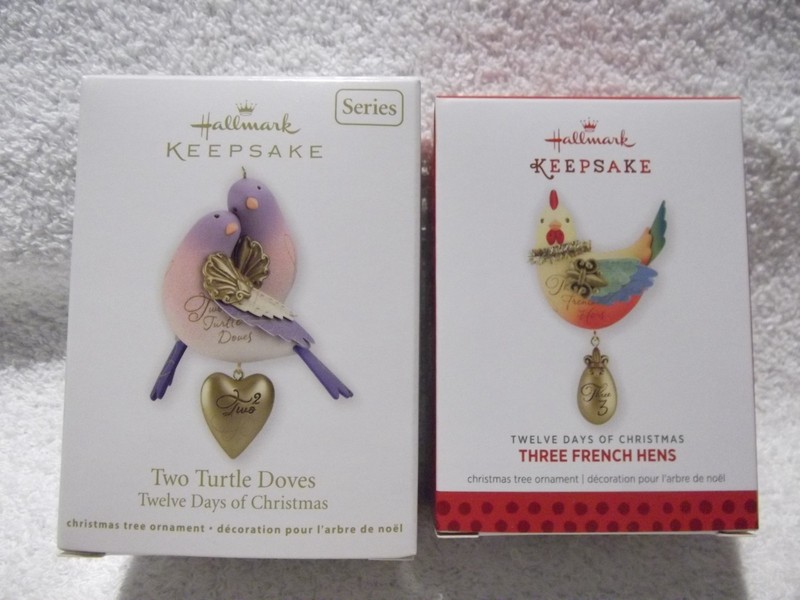 Hallmark 2012 Two Turtle Doves 2013 Three French Hens Twelve Days of Christmas