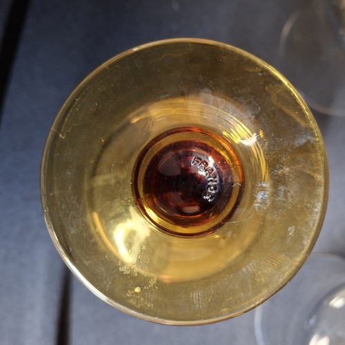 6 x VINTAGE BUBBLE AMBER STEM LUMINARC FRANCE WINE GLASSES 11.5cm High - Foto 7 di 7