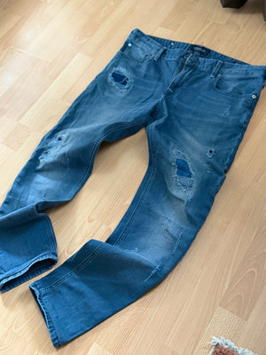 Scotch & Soda Herren Jeans Denim Blau Straight Leg Five-Pocket W33/L32