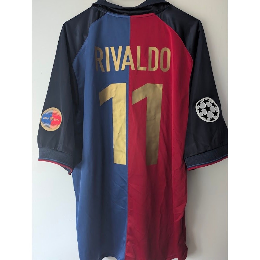 Barcelona 1999-00 Rivaldo #11 Jersey Men's 2XL Nike UCL Patched Vintage Rare