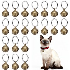 20 Set 16mm Cat Bells Copper Bells for Collars with Key Ring Bronze
