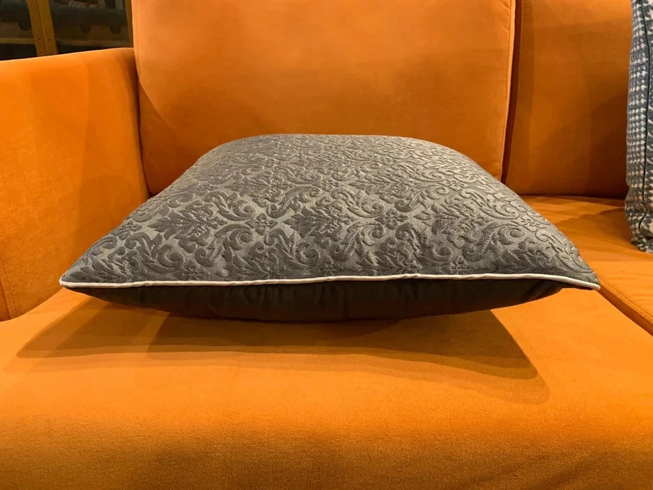 Elegant Grey Damask Decorative Cushion – Soft Quilted Accent Pillow - Image 4 of 4