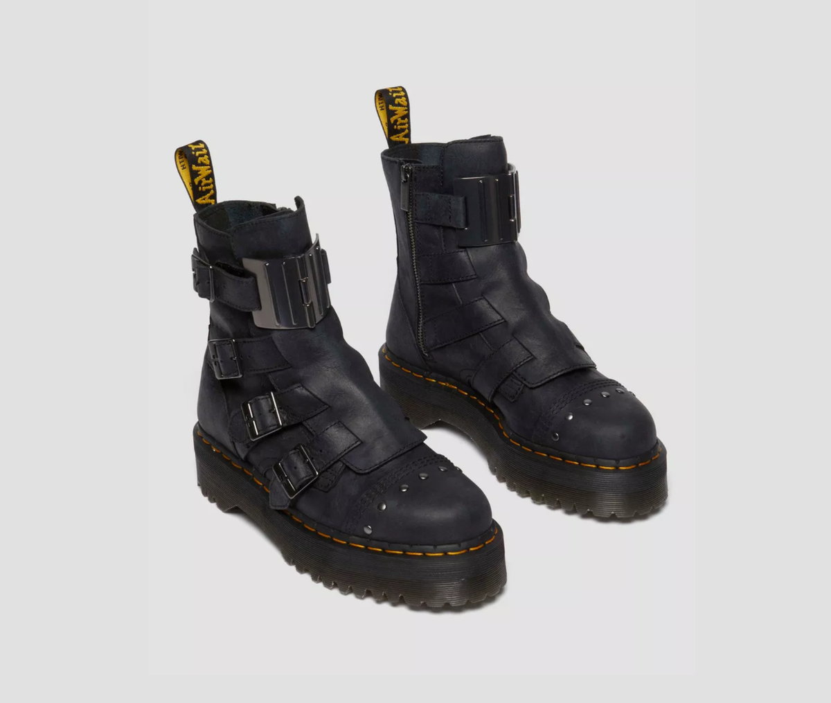 Dr. Martens Jadon Hinge Buckle Leather Platform Boots MSRP$320