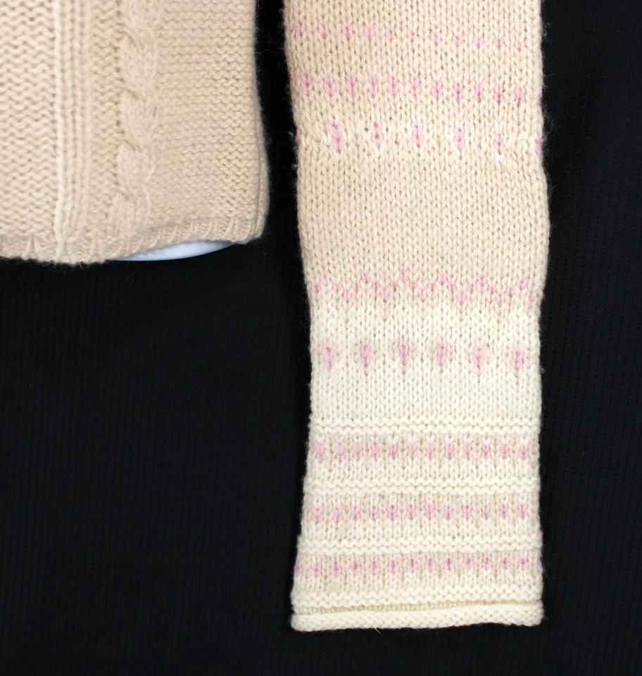 Kenji Natural Sweater Women M Wool Beige Bell Sleeves Cropped Rolled Neck — 第 3/4 张图片