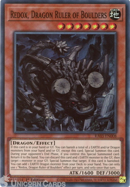 RA03-EN008 Redox, Dragon Ruler of Boulders : Super Rare 1st Edition YuGiOh Card