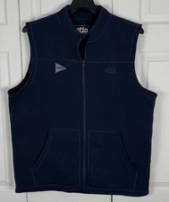 Stio Fleece Vest Full Zip Wilcox AMG Logo Pockets Outdoor Hiking Mens XL Blue