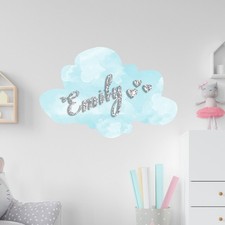 Watercolor Cloud Personalized Custom Name Wall Sticker Decal DRM1003PZ