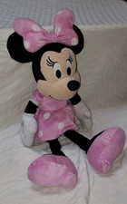 Disney Minnie Mouse Plush Stuffed Animal in Pink Polka Dot Dress Large 20  Soft