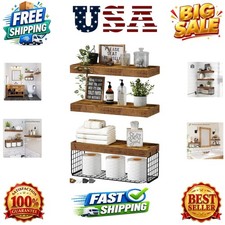 Bathroom Shelves Over Toilet Wall Mounted Brown, Set of 3, 15.7"
