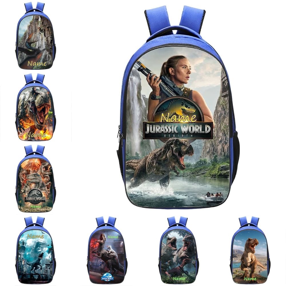 Jurassic World Rebirth Personalised School Bag Backpack Kids Blue