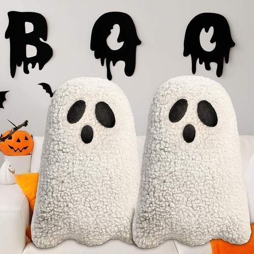 Ghost Pillow,Ghost Decor,Halloween Pillows Set of 2 White Cute Ghost Indoor Deco - Picture 9 of 12