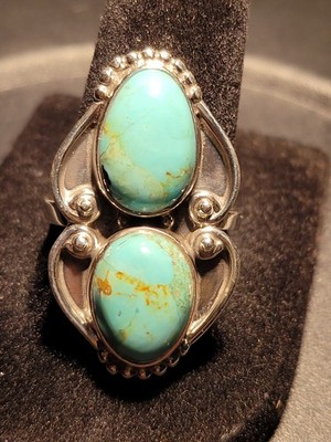 Turquoise SS 925 Adjustable Southwestern Style Ring 