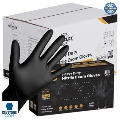 Disposable Nitrile Exam Gloves 6 mil Large Black Latex Free Food Safe Cooking