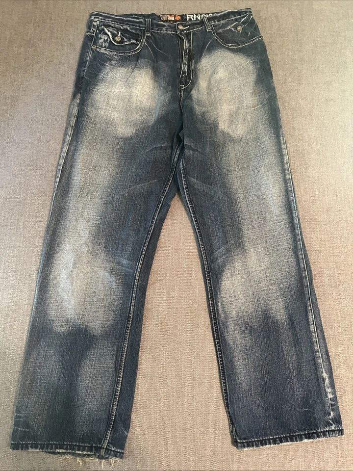 Vintage Akademiks Jeans Masculino 38 Bordado Hip Hop Grunge Skatista Baggy Wide Le - Imagem 3 de 4