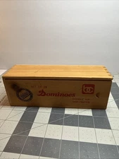 Dominoes Double Six Set of 28 Wooden Dovetailed Wood Box Vintage