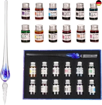 AOKUY Glasstifte-Set kalligraphie, Kalligraphie Dip Pens,12 bunte